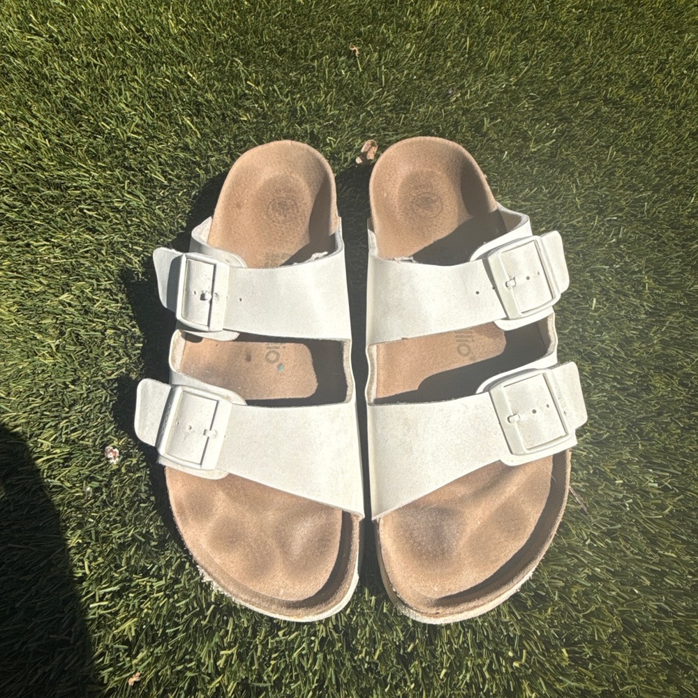 White Platform Birkenstock Arizona Sandals
